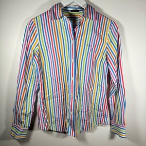Paul & Shark Yachting Rainbow Stripe Button Down Shirt 100% Cotton Italy Size 42